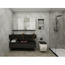 Floating Mirror Matte Black Wall Mounted Bathroom Vanity